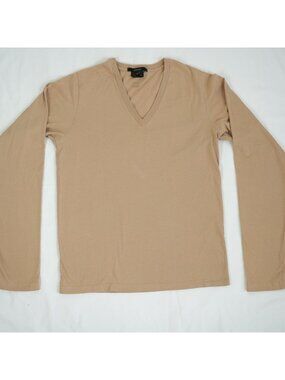 Gucci Tan Long Sleeve V-Neck Top Size Small